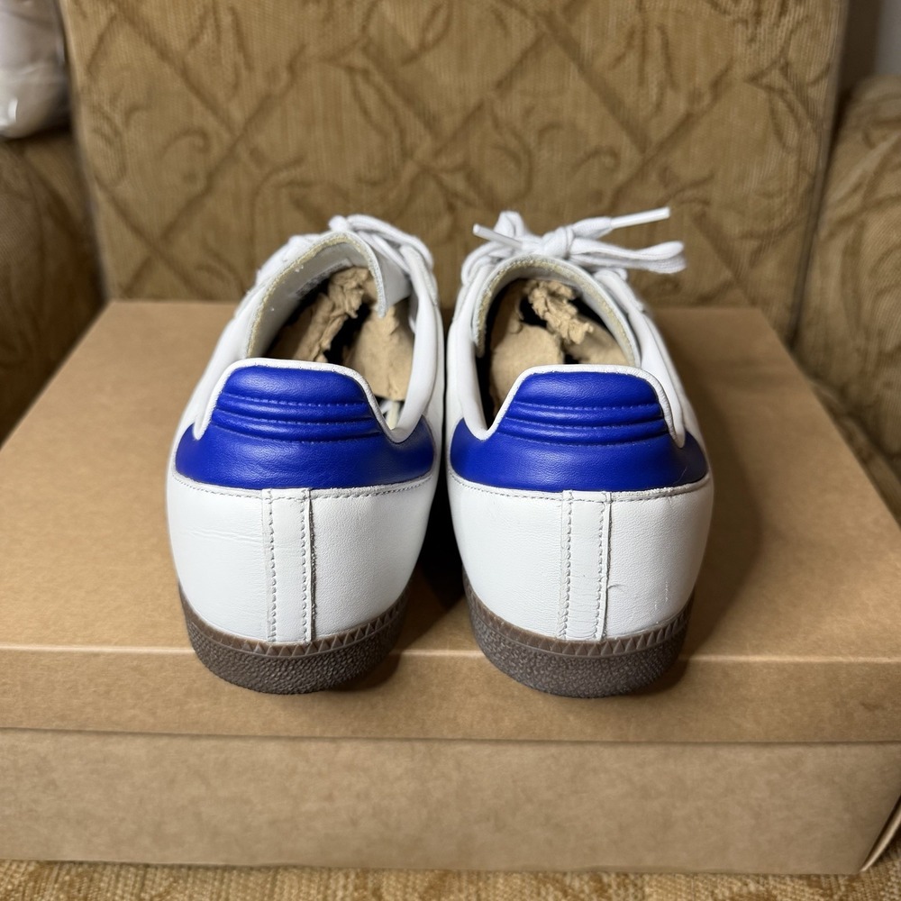 Adidas Originals Samba OG White Active Blue Gold Men's 10.5 Casual Shoes ID1381 - Picture 6 of 9